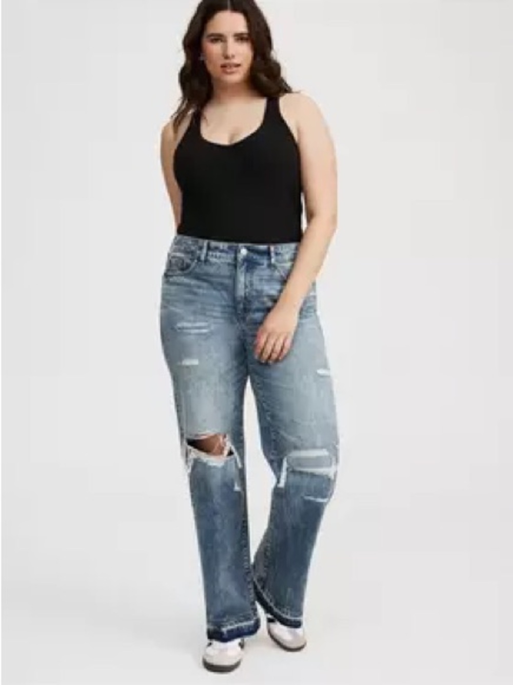 Wide leg mid rise distressed Torrid Jeans